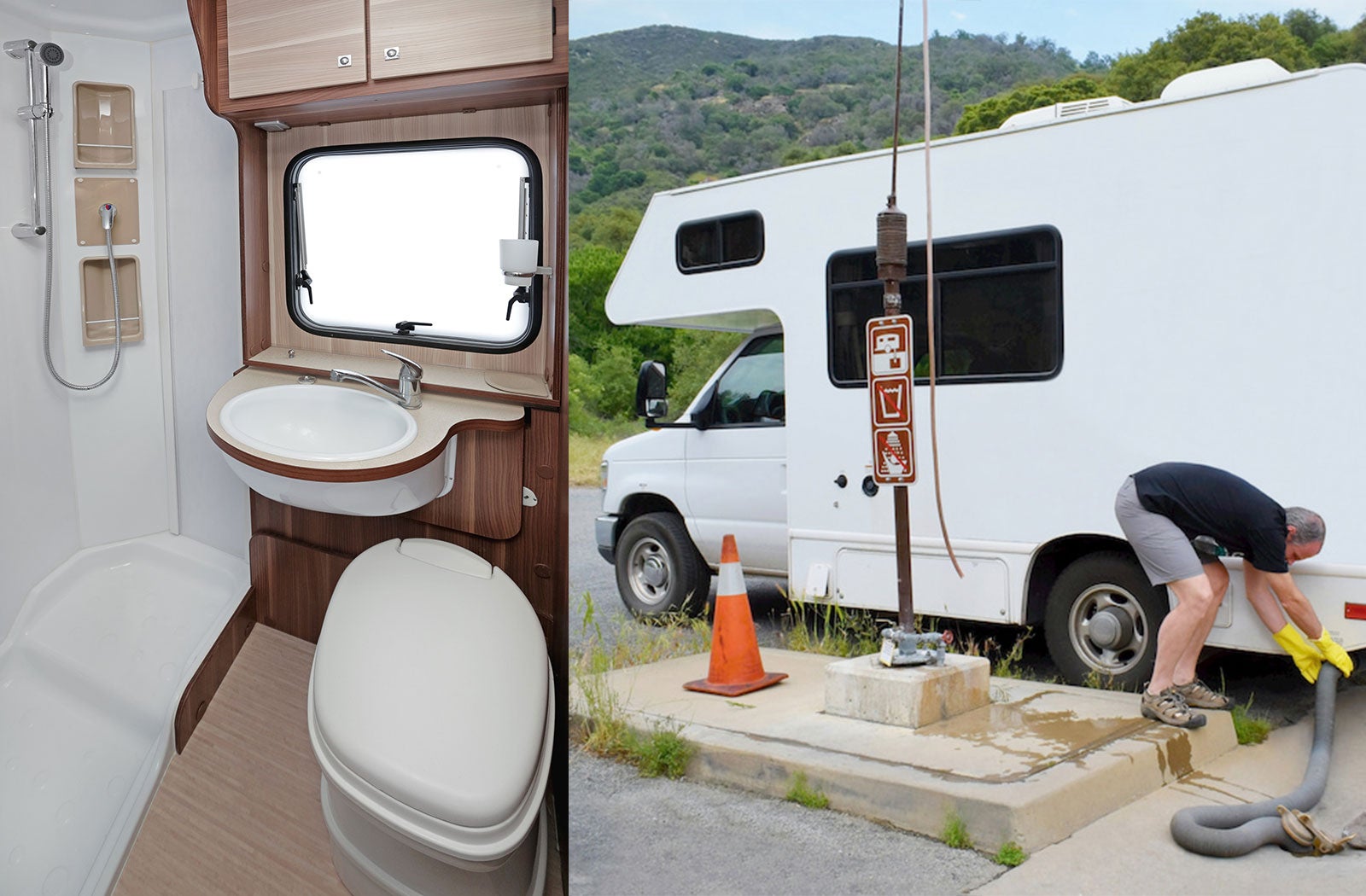 Portable RV/camper toilet and holding tank setup in Hazleton, Pennsylvania