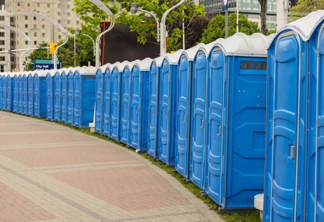 Seasonal porta potty units set up at a Hazleton, Pennsylvania venue